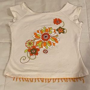 floral vintage top with cute orange beads on the bottom ♡︎